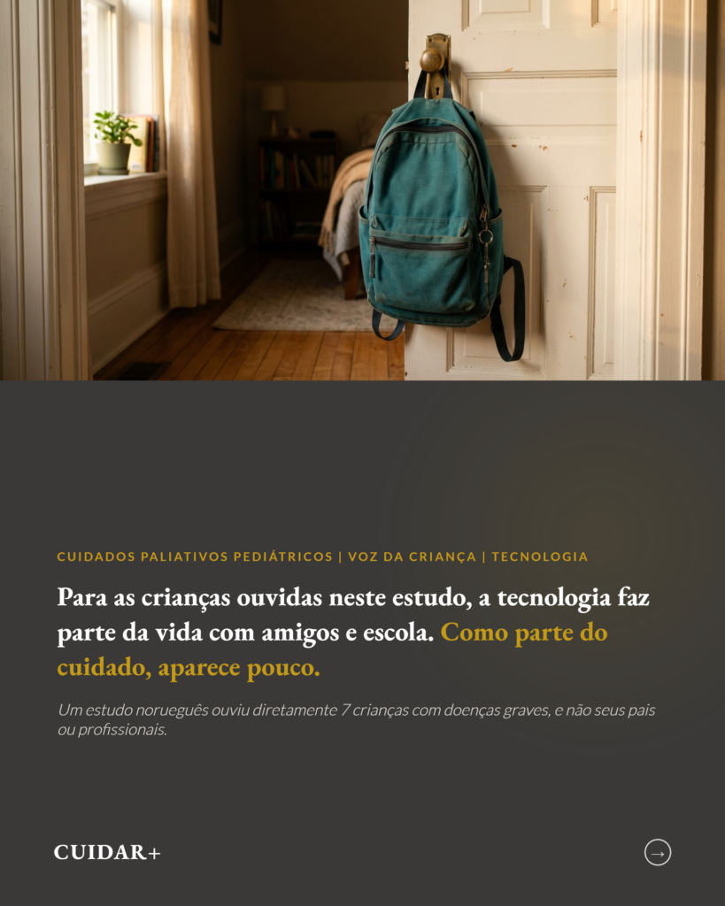 Tecnologia, vida cotidiana e comunicação na voz de crianças com doenças graves, cuidados paliativos pediátricos, slide 1