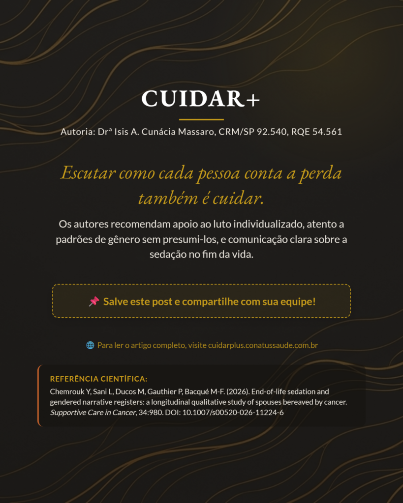 Luto conjugal após o câncer, sedação paliativa e registros narrativos de homens e mulheres, slide 10
