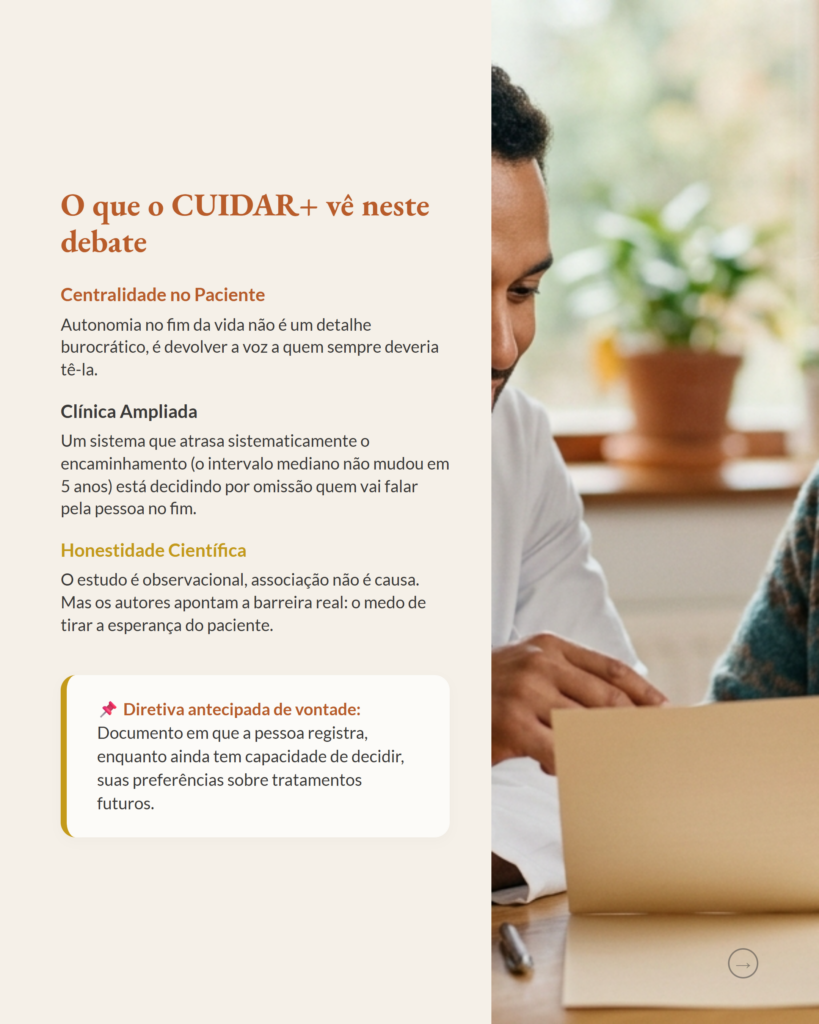 Momento do encaminhamento paliativo e autonomia no fim da vida, slide 8